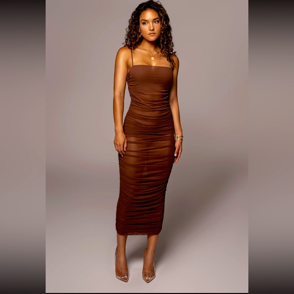 JLUXLABEL Sheer Brown Dress 🤎 I have 2 selling the NEW one!